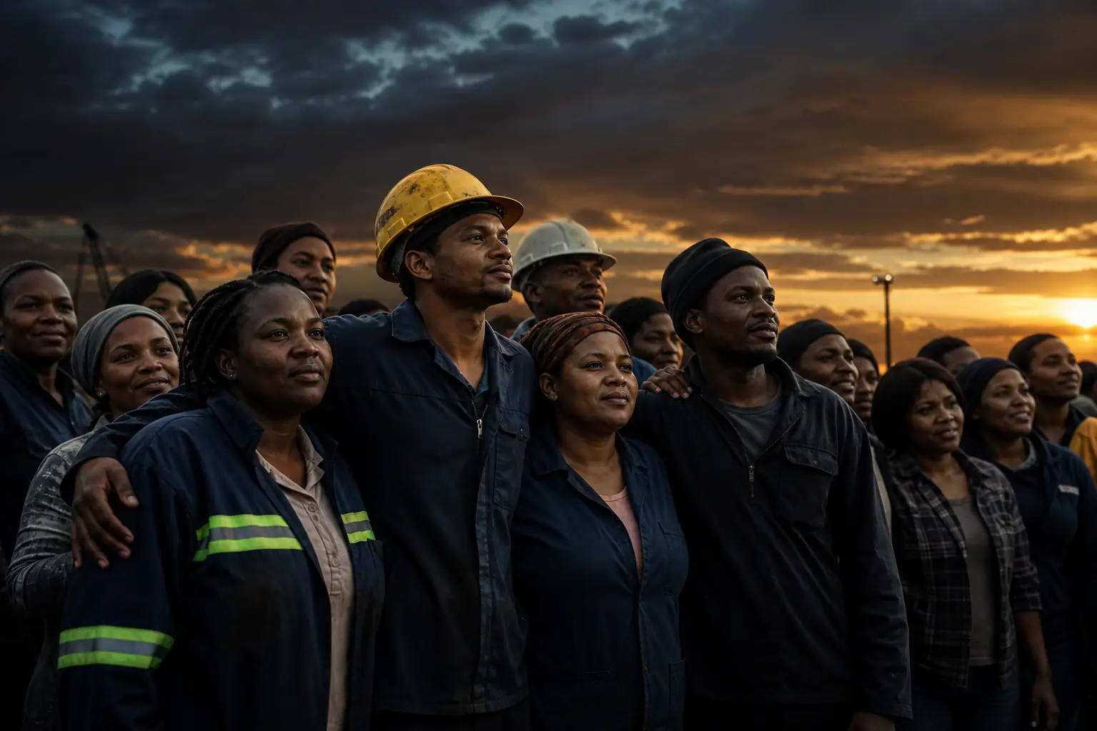 South African workers standing united